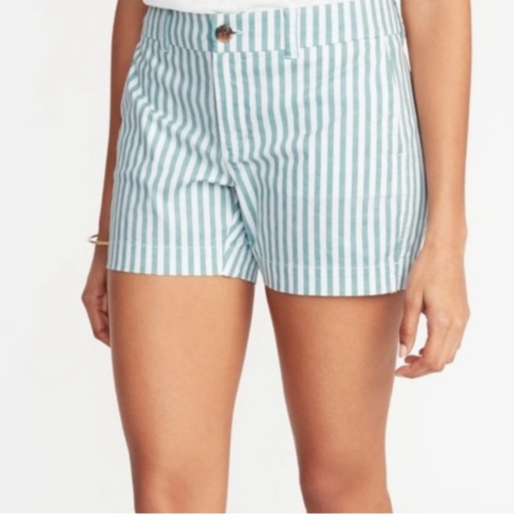 NWT Old Navy Green Stripe Everyday Shorts Sz 6